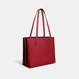 C0692-Willow Tote In Colorblock With Signature Canvas Interior-B4/Brick Red Multi