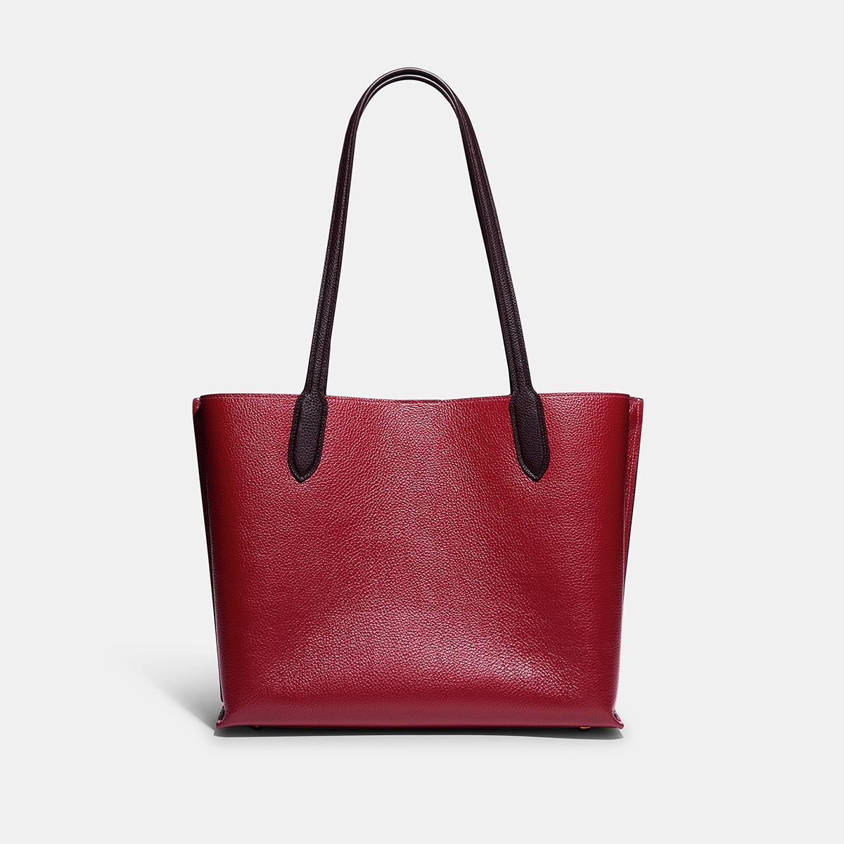 C0692-Willow Tote In Colorblock With Signature Canvas Interior-B4/Brick Red Multi