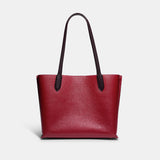 C0692-Willow Tote In Colorblock With Signature Canvas Interior-B4/Brick Red Multi