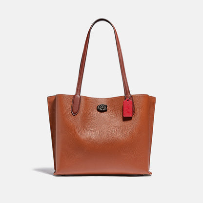 C0692-Willow Tote In Colorblock With Signature Canvas Interior-V5/1941 Saddle Multi