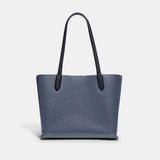 C0692-Willow Tote In Colorblock With Signature Canvas Interior-V5/Washed Chambray Multi