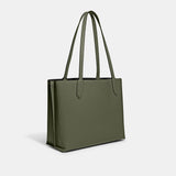 C0692-Willow Tote In Colorblock With Signature Canvas Interior-V5/Army Green Multi