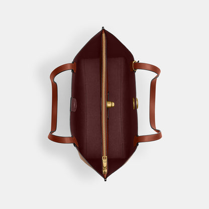 C0693-WILLOW TOTE BAG IN SIGNATURE CANVAS-B4/Tan Caramel