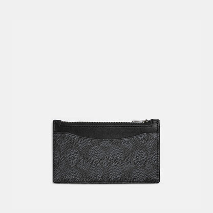 C0985-Zip Card Case in Signature Canvas-Charcoal