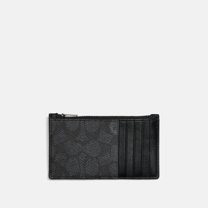 C0985-Zip Card Case in Signature Canvas-Charcoal