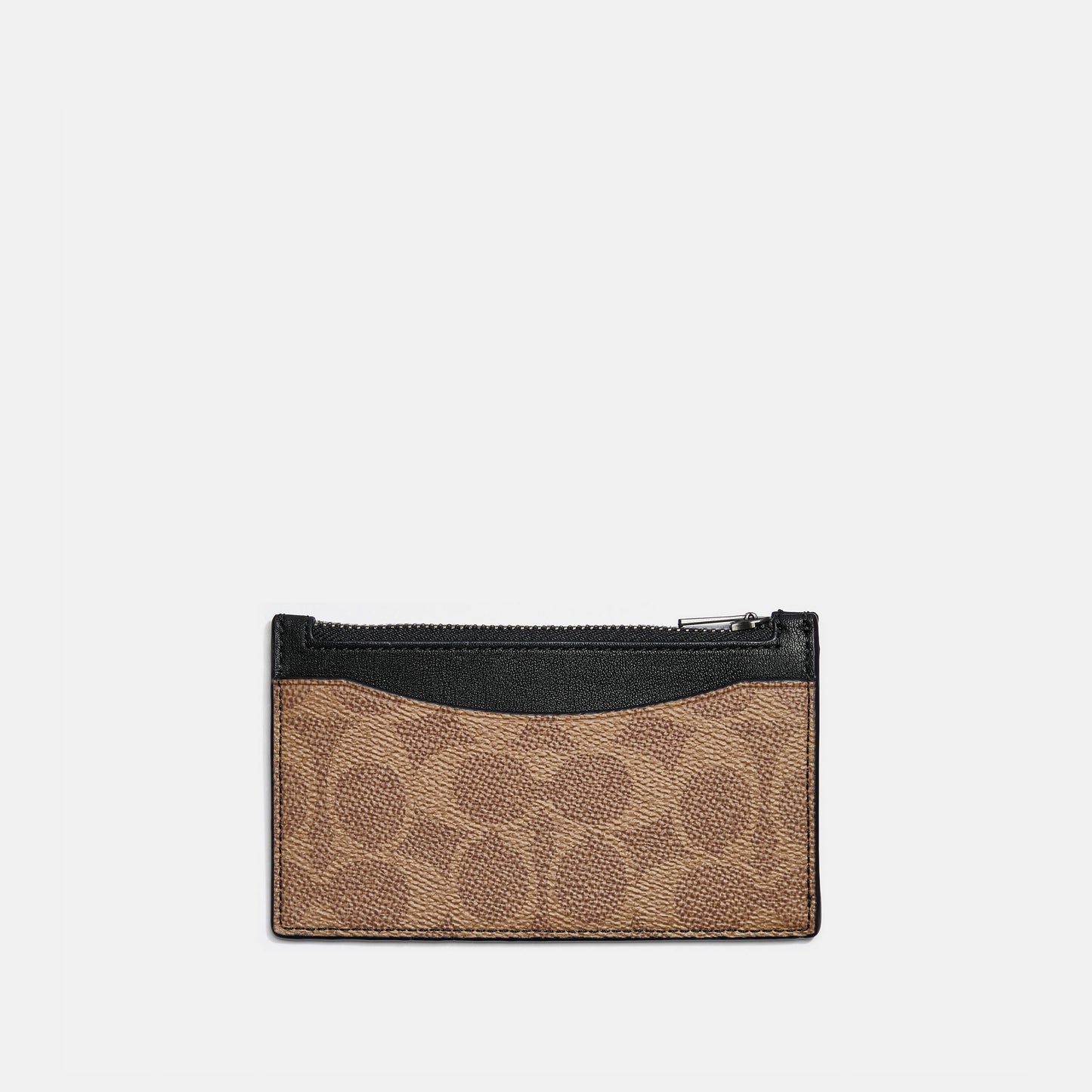 C0985-Zip Card Case in Signature Canvas-Khaki