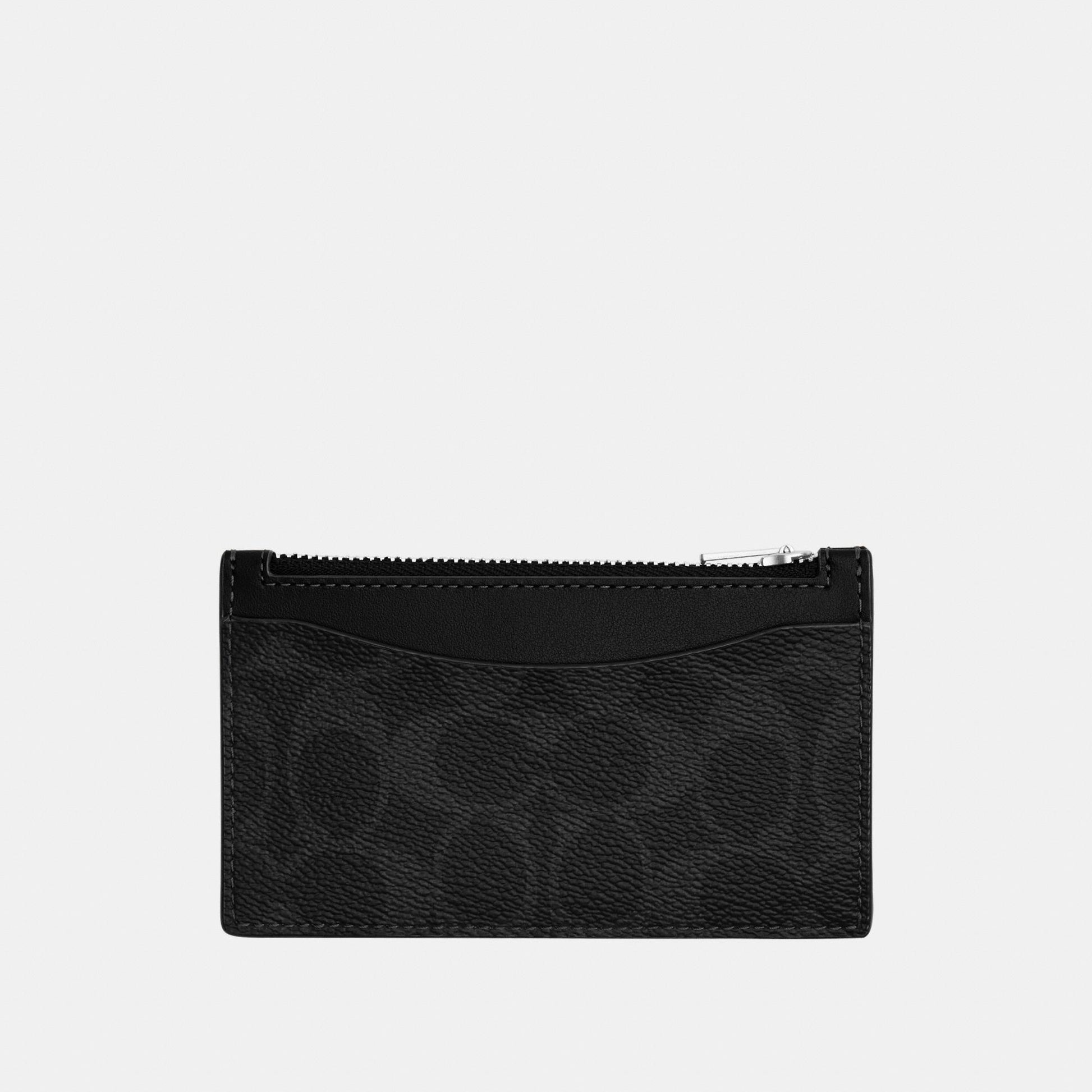 C0985-Zip Card Case in Signature Canvas-Black Signature