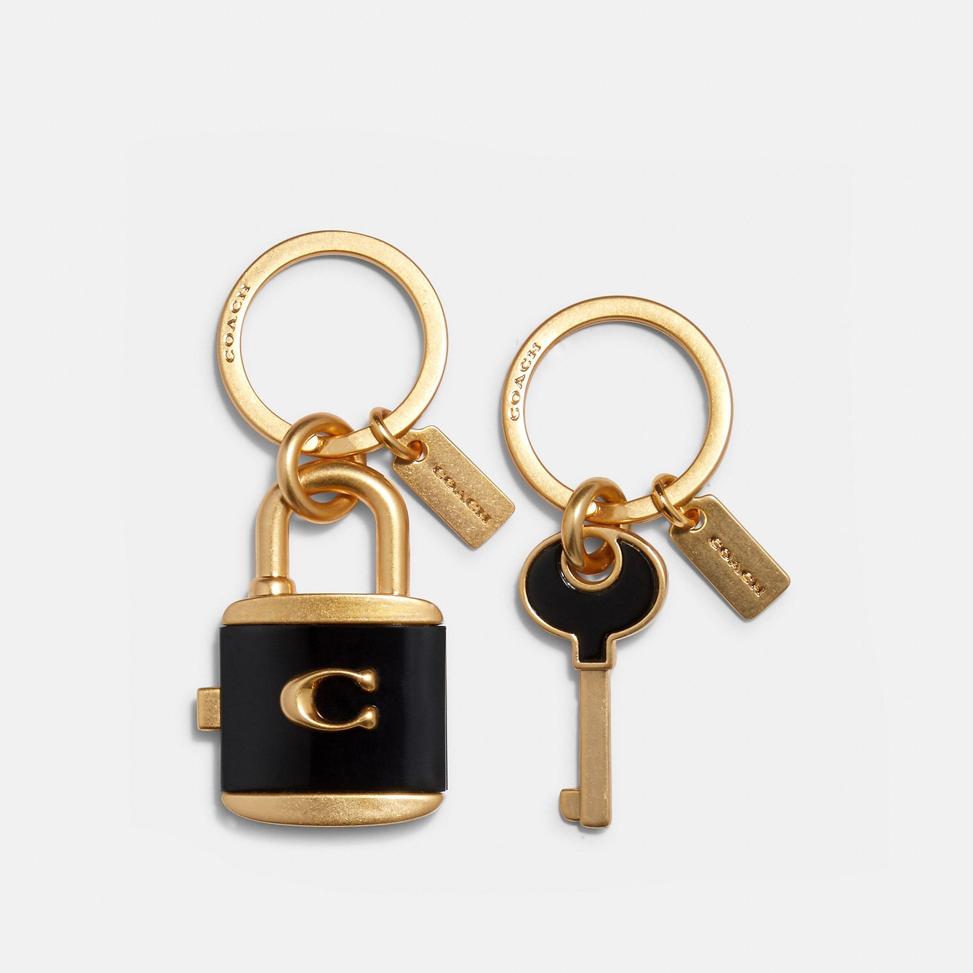 C1679-Lock And Key Bag Charm Key Ring-Im/Black