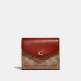 C2329-Colorblock Coated Canvas Signature Wyn Small Wallet-B4/Tan Rust