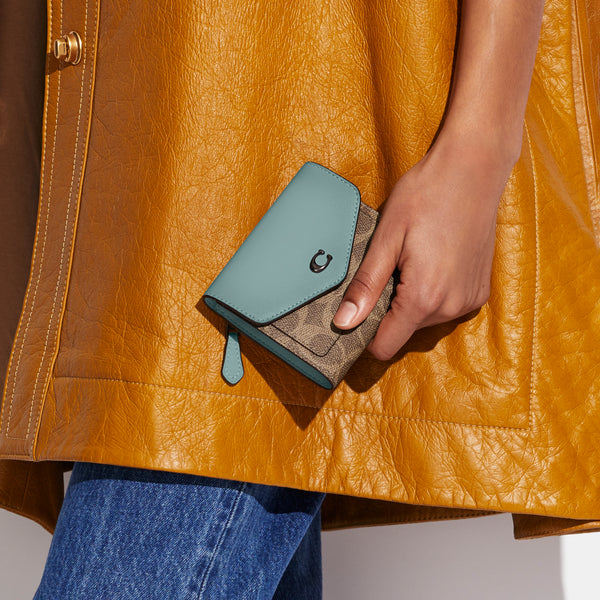 Colorblock Coated Canvas Signature Wyn Small Wallet