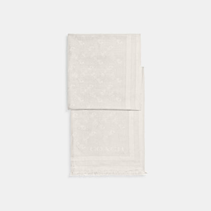 C2501-Horse And Carriage Print Jacquard Stole-Chalk