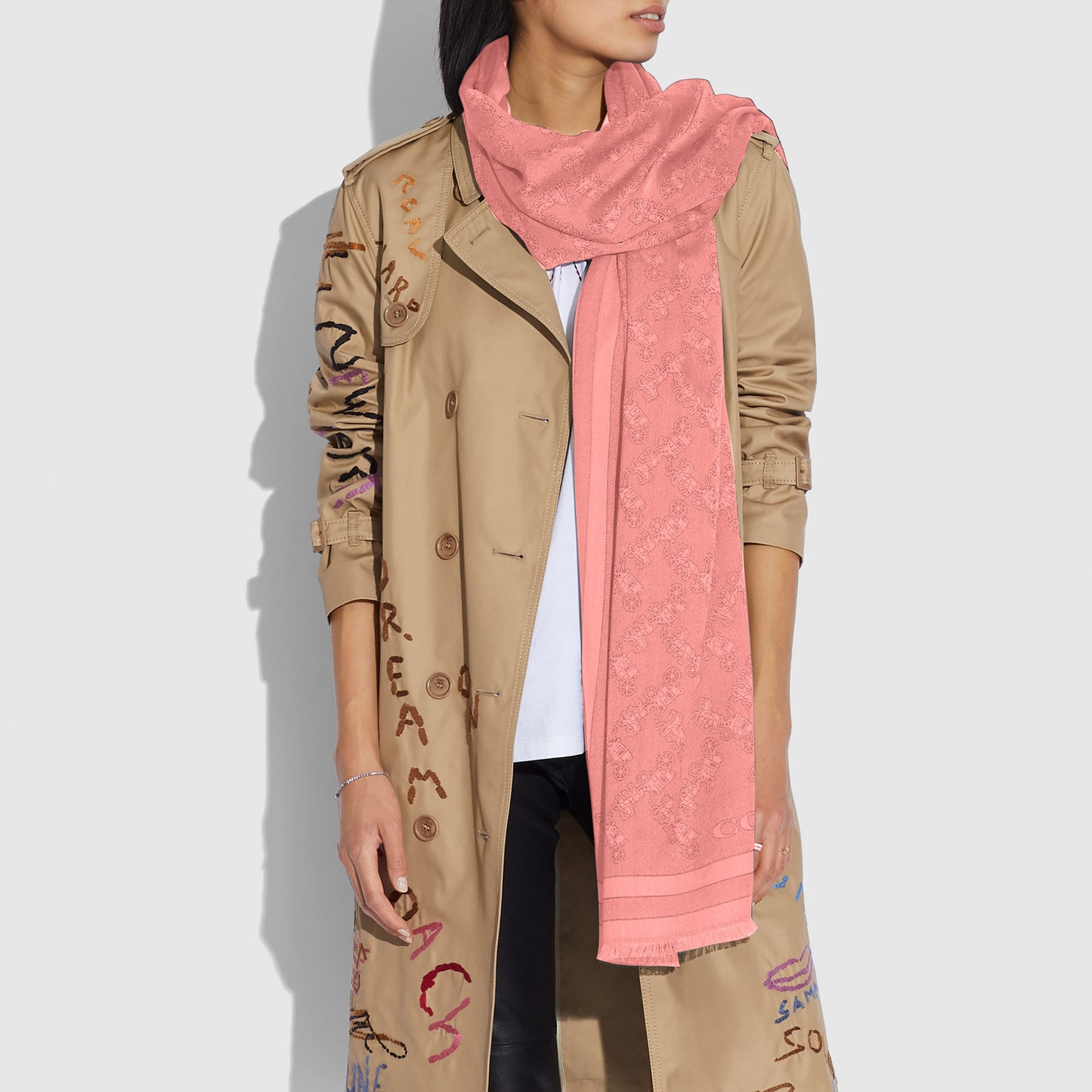 C2501-Horse And Carriage Print Jacquard Stole
