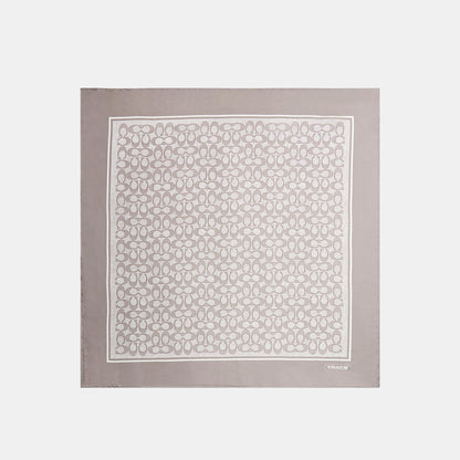 29C2755-Textured Signature C Printed Silk Square-Charcoal