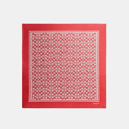 29C2755-Textured Signature C Printed Silk Square-True Red