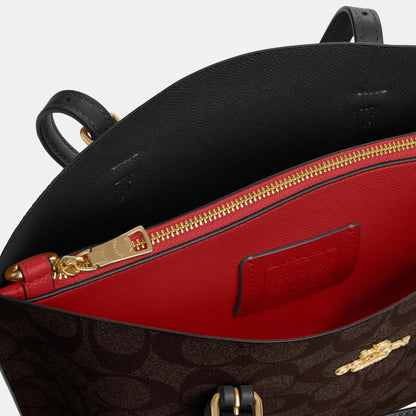 C4250-Mollie Tote 25 In Signature Canvas-Im/Brown Black
