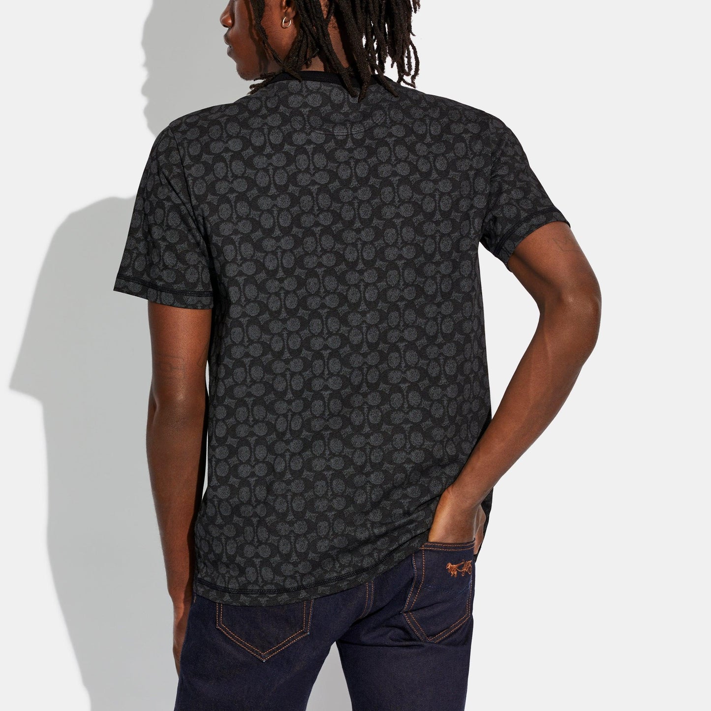 C5763-Essential T-Shirt In Organic Cotton-Charcoal Signature