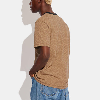 C5763-Essential T-Shirt In Organic Cotton-Tan Signature