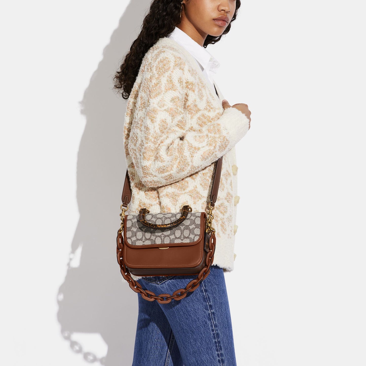 C6861-Rogue Top Handle In Signature Jacquard With Snakeskin Detail