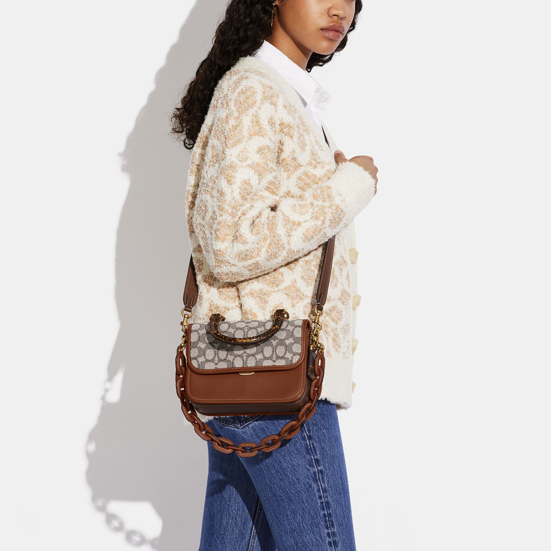 C6861-Rogue Top Handle In Signature Jacquard With Snakeskin Detail