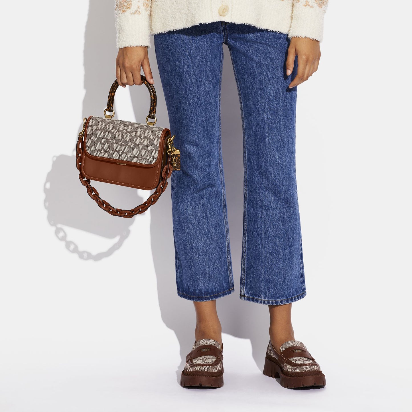 C6861-Rogue Top Handle In Signature Jacquard With Snakeskin Detail