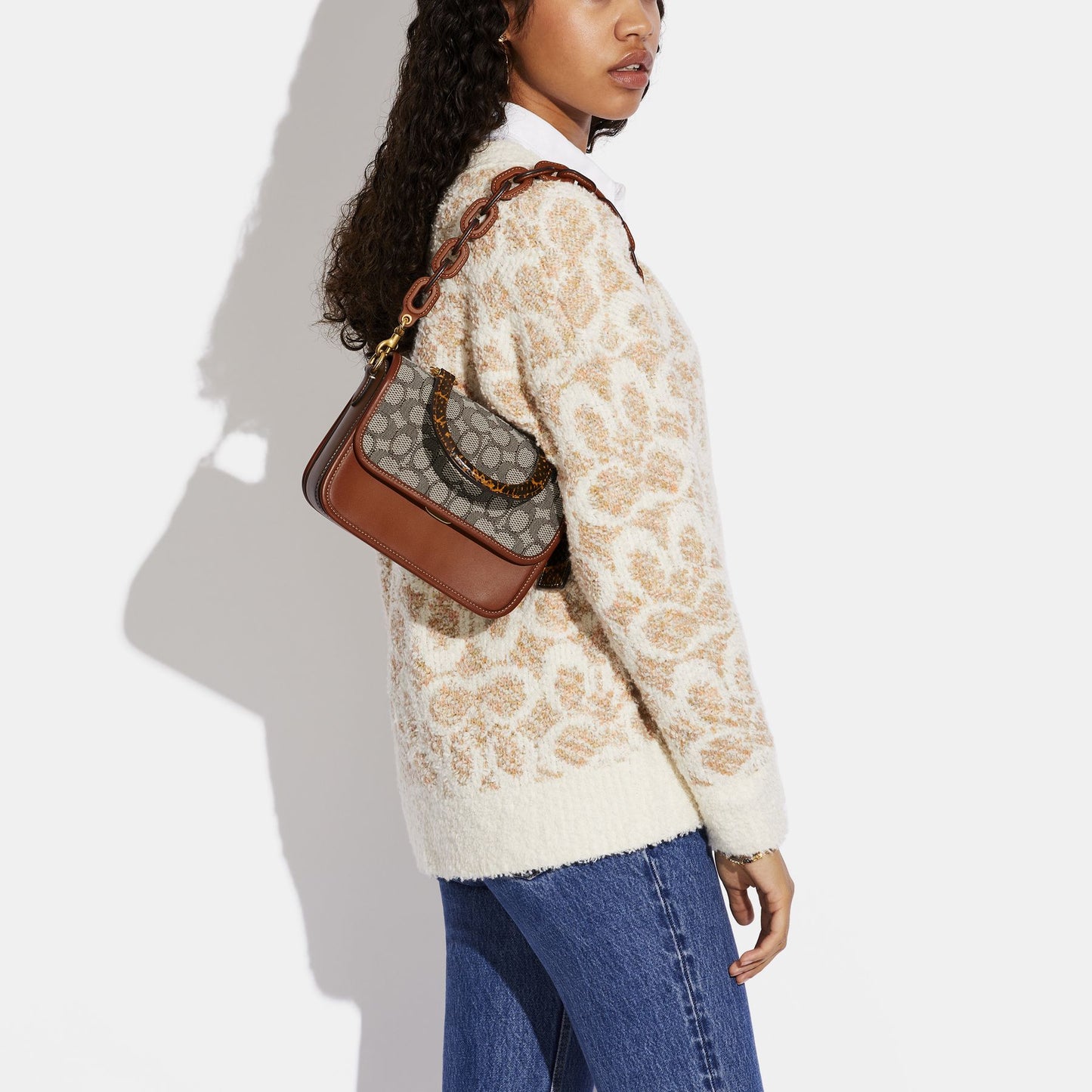 C6861-Rogue Top Handle In Signature Jacquard With Snakeskin Detail