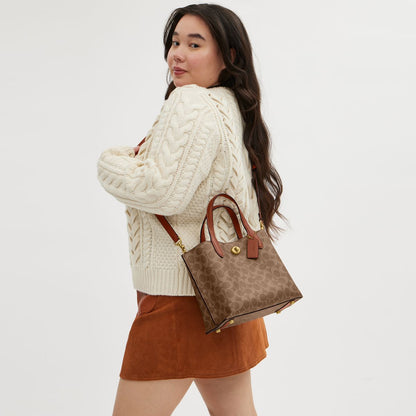 C8562-WILLOW TOTE BAG 24 IN SIGNATURE CANVAS-B4/Tan Caramel