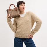 C8562-WILLOW TOTE BAG 24 IN SIGNATURE CANVAS-B4/Tan Caramel