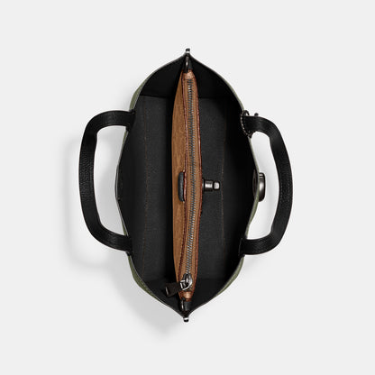 C9092-Willow Tote Bag 24 in Colorblock with Signature Canvas Interior-V5/Army Green Multi