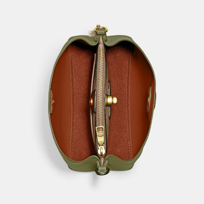 CA095-Willow Bucket Bag In Colorblock With Signature Canvas Interior-B4/Moss Multi