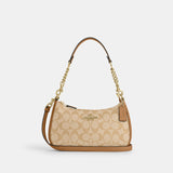 CA548-Teri Shoulder Bag In Signature Canvas-Im/Lt Khaki/Lt Saddle