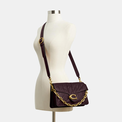 CAF55-Chain Tabby Shoulder Bag with Quilting-B4/Black Currant