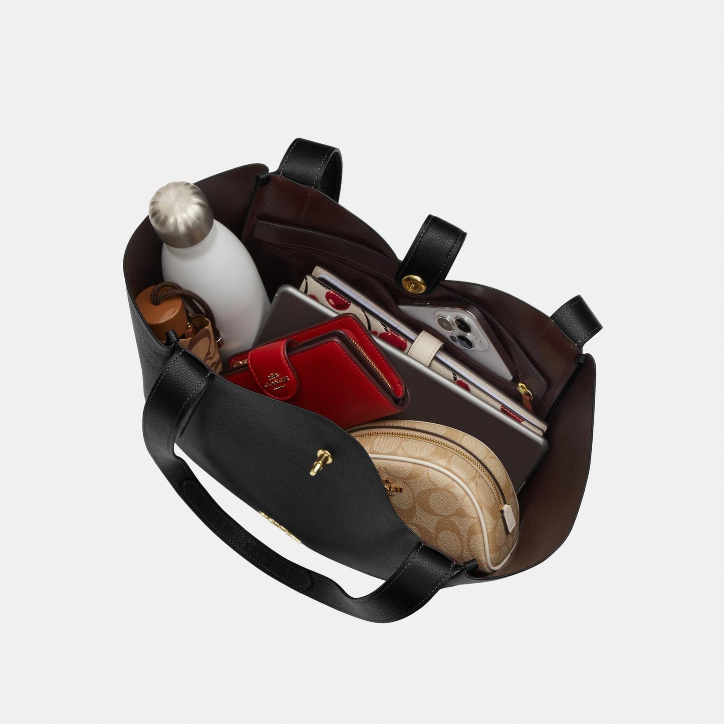 CAL17-Hadley Turnlock Tote Bag-Im/Black