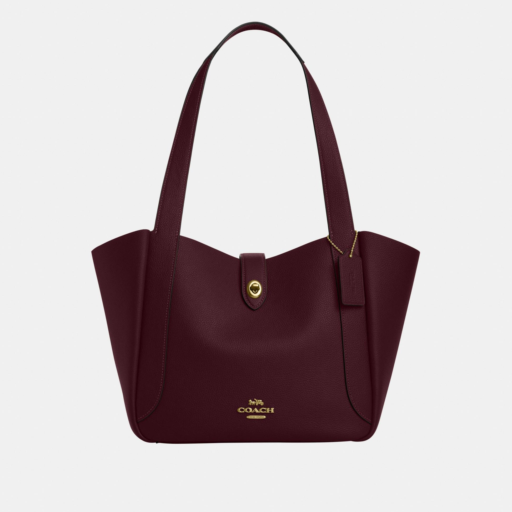 CAL17-Hadley Turnlock Tote Bag-Im/Dark Wine