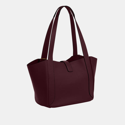 CAL17-Hadley Turnlock Tote Bag-Im/Dark Wine