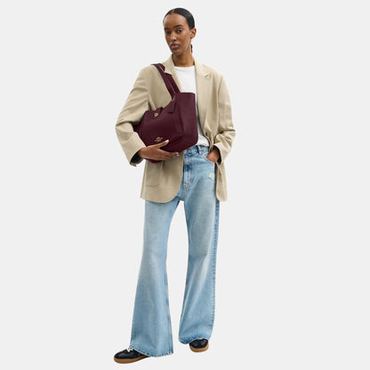 CAL17-Hadley Turnlock Tote Bag-Im/Dark Wine