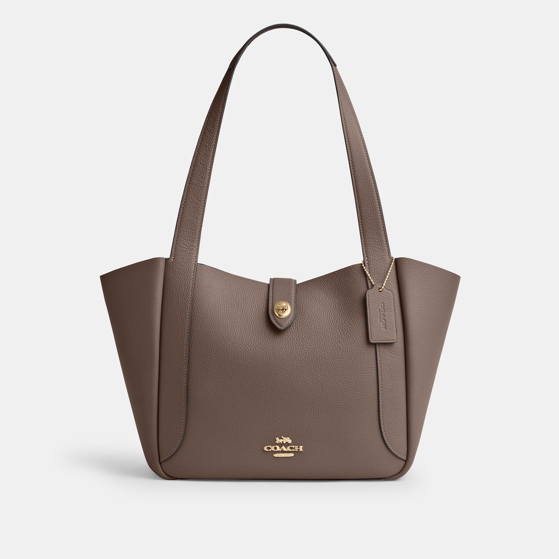 CAL17-Hadley Turnlock Tote Bag-Im/Dark Stone