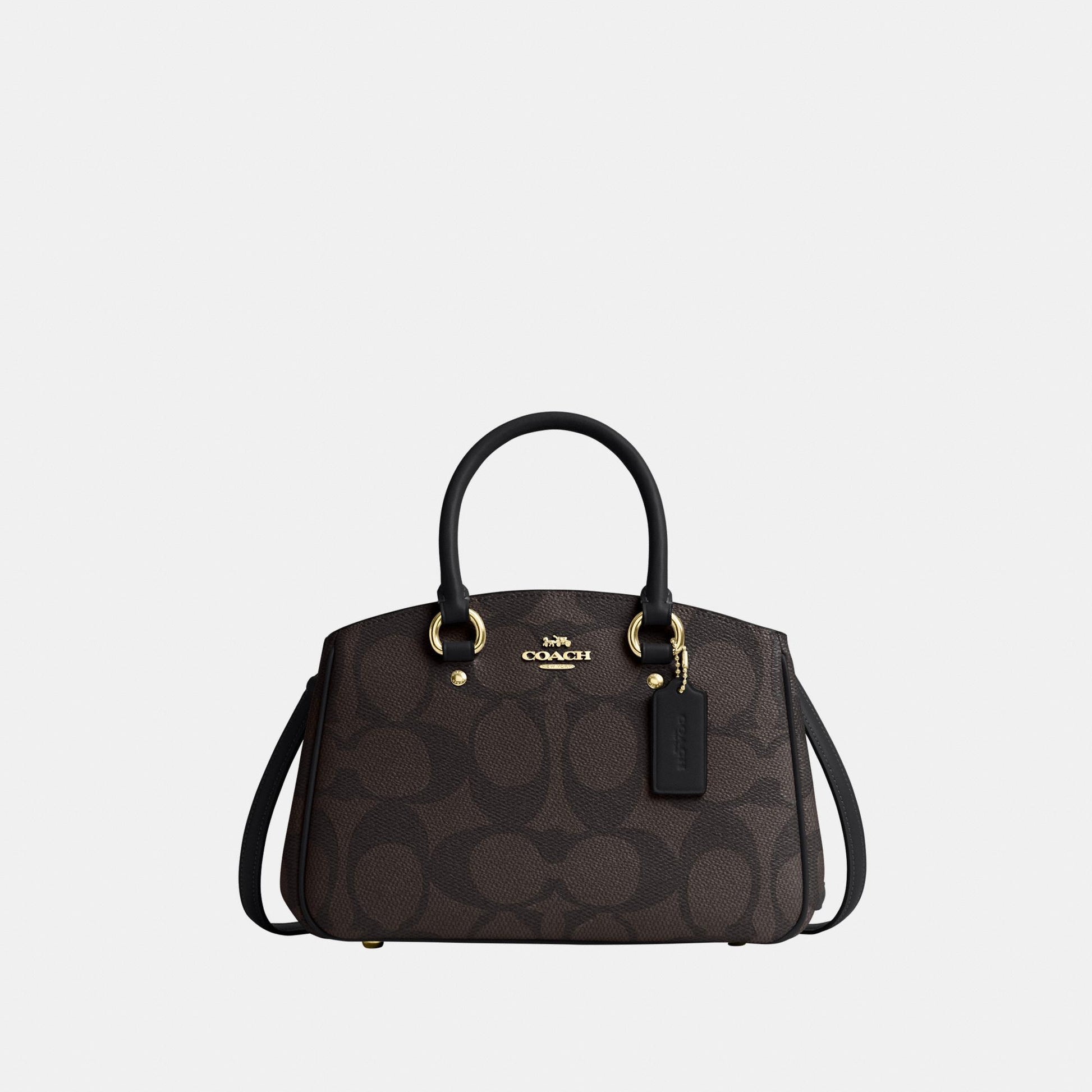 CAL53-Savannah Small Carryall Bag in Signature Canvas-Im/Walnut/Black