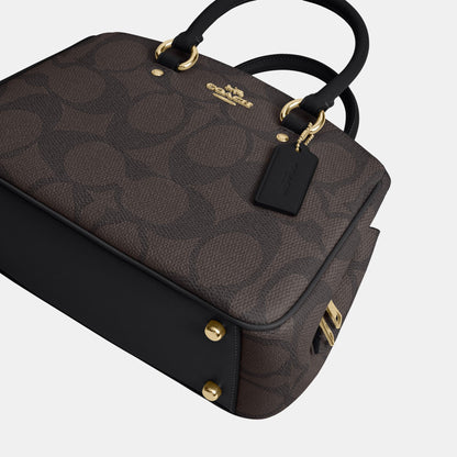 CAL53-Savannah Small Carryall Bag in Signature Canvas-Im/Walnut/Black