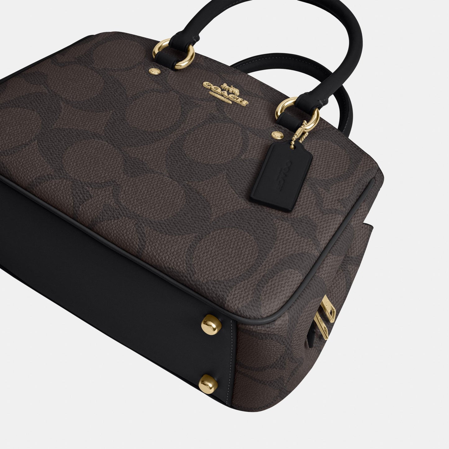 CAL53-Savannah Small Carryall Bag in Signature Canvas-Im/Walnut/Black