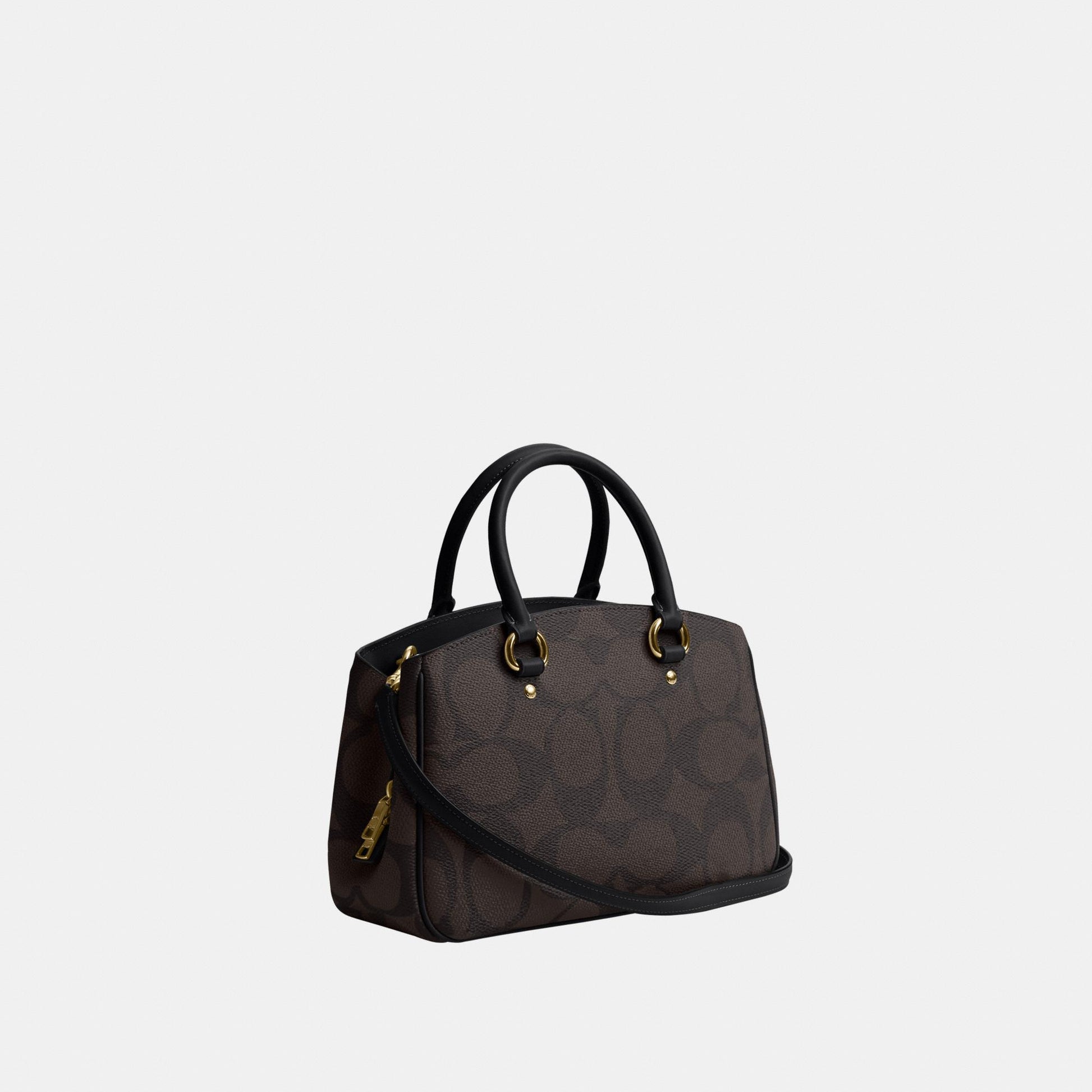 CAL53-Savannah Small Carryall Bag in Signature Canvas-Im/Walnut/Black