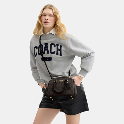 CAL53-Savannah Small Carryall Bag in Signature Canvas-Im/Walnut/Black