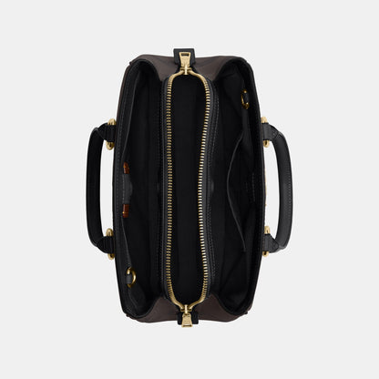 CAL53-Savannah Small Carryall Bag in Signature Canvas-Im/Walnut/Black