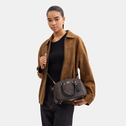 CAL53-Savannah Small Carryall Bag in Signature Canvas-Im/Walnut/Black