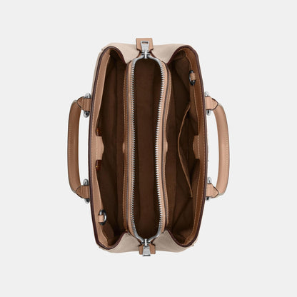 CAL53-SAVANNAH SMALL CARRYALL BAG IN SIGNATURE CANVAS-SV/Sand/Taupe