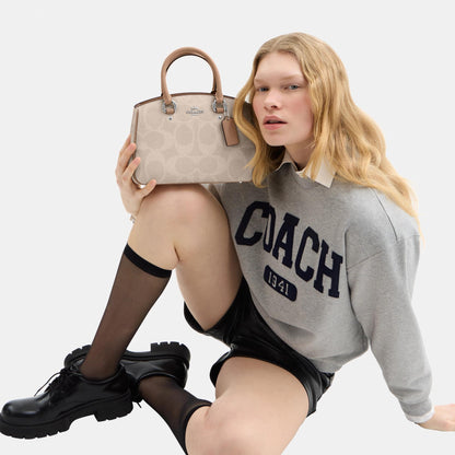 CAL53-SAVANNAH SMALL CARRYALL BAG IN SIGNATURE CANVAS-SV/Sand/Taupe