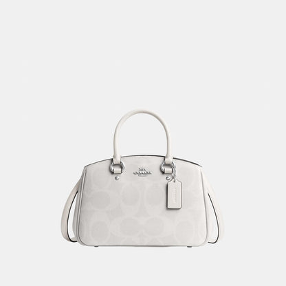 CAL53-SAVANNAH SMALL CARRYALL BAG IN SIGNATURE CANVAS-SV/White/Chalk