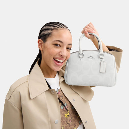 CAL53-SAVANNAH SMALL CARRYALL BAG IN SIGNATURE CANVAS-SV/White/Chalk