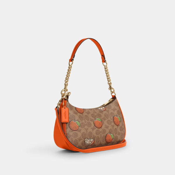 Teri Shoulder Bag In Signature Canvas With Orange Print