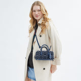 CAM06-Bowery Satchel 22 In Signature Denim-Lh/Deep Blue Multi