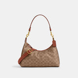 CAM23-JULIET SHOULDER BAG IN SIGNATURE CANVAS-B4/Tan Caramel